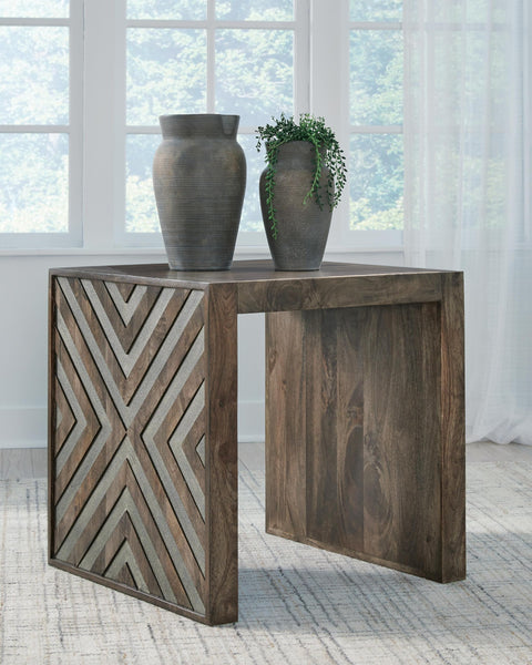 Relaxed Mango Wood Square End Table, Brown Finish, for Living Room – product view
