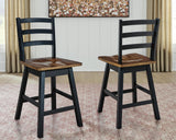 Set of 2 Brown / Black Wood Swivel Counter Height Bar Stools with Footrest – alternate view 6