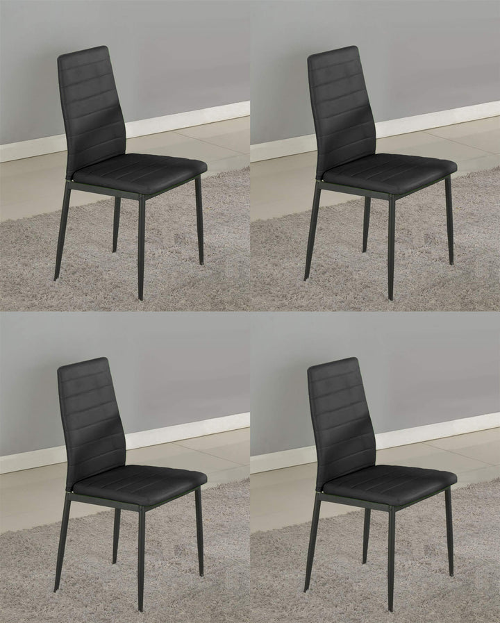 GTU Furniture Set of 4 PU Leather Dining Side Chairs with Padded Seat Foot Cap Protection Stable Frame Heavy Duty Elegant Ergonomically High Back Design for Kitchen Dining Room Home Furniture — Black