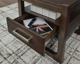 Sleek Wood Square End Table, with Storage Drawer, Dark Brown Finish, for Living Room – alternate view 5
