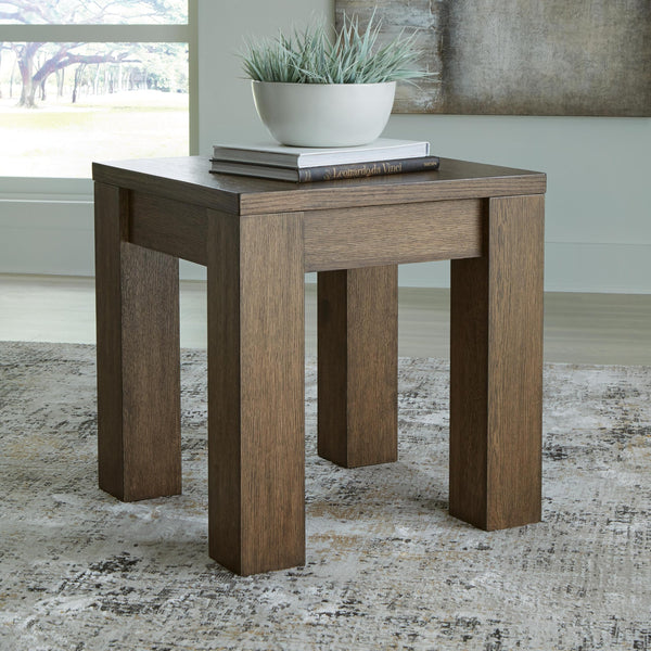 Everyday Oak Square End Table, Wireless Charging, Warm Brown Finish, for Living Room – product view