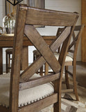 Set of 2 Beige Polyester Counter Height Bar Stools with Nailhead Trim, Pub – alternate view 3