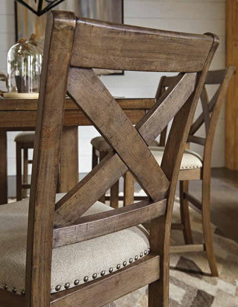 Set of 2 Beige Polyester Counter Height Bar Stools with Nailhead Trim, Pub – alternate view 3