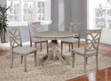 GTU Furniture Beautiful 5PC Wood Round Dining Table Set, Grey Hardwood Table Surface & Chairs