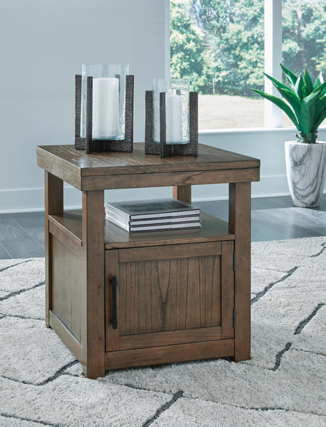 Everyday Acacia Rectangular End Table, with Open Shelf, Brown Finish, for Living Room – product view