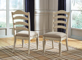 Set of 2 Realyn French Country Cottage Dining Chair Kitchen Side Chair Solid Frame Chipped White – product view