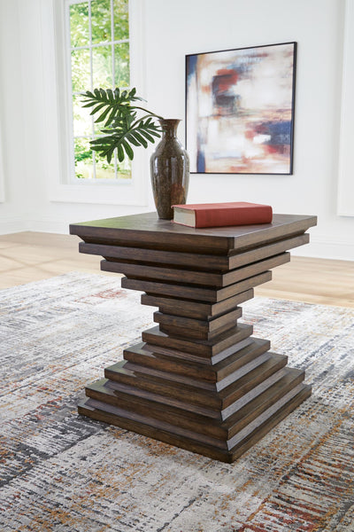 Modern Oak Square End Table, Warm Brown Finish, for Living Room – product view