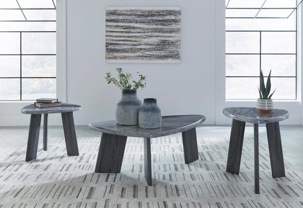 Contemporary MDF Rectangular 3-Piece Coffee Table Set, Cocktail Table with 2 Matching End Tables, Gray – alternate view 9
