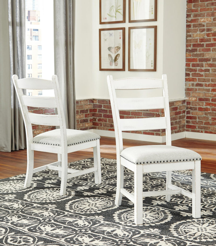 GTU Furniture Set of 2 Valebeck Farmhouse Cottage Dining Chair Kitchen Side Chair Solid Frame Vintage White