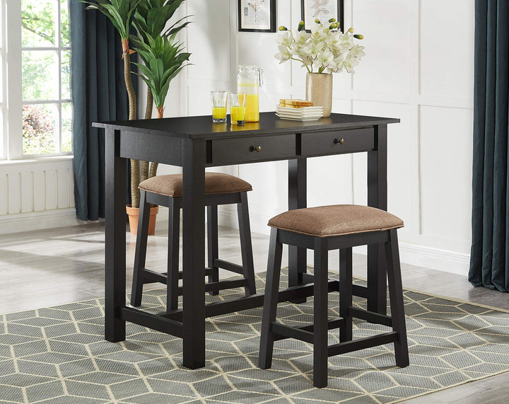 GTU Furniture Elegant Wood Veneer High Top Kitchen Dining Room Bar Set/Barstool (1xTable+2xBarstool)