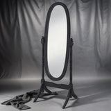 GTU Furniture Swivel Adjustable Full-Length Oval Wood Cheval Floor Mirror, in White/Black/Cherry/Oak/Silver/Gold/Espresso/Grey Finish – Color: Matt Black – Amazon-verified alternate product view