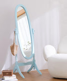GTU Furniture Swivel Adjustable Full-Length Oval Wood Cheval Floor Mirror, in White/Black/Cherry/Oak/Silver/Gold/Espresso/Grey Finish – Color: Blue – Amazon-verified alternate product view