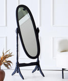 GTU Furniture Swivel Adjustable Full-Length Oval Wood Cheval Floor Mirror, in White/Black/Cherry/Oak/Silver/Gold/Espresso/Grey Finish – Color: Matt Black – Amazon-verified alternate product view