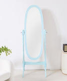 GTU Furniture Swivel Adjustable Full-Length Oval Wood Cheval Floor Mirror, in White/Black/Cherry/Oak/Silver/Gold/Espresso/Grey Finish – Color: Blue – Amazon-verified alternate product view