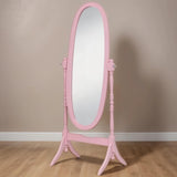 GTU Furniture Swivel Adjustable Full-Length Oval Wood Cheval Floor Mirror, in White/Black/Cherry/Oak/Silver/Gold/Espresso/Grey Finish – Color: Pink – Amazon-verified alternate product view