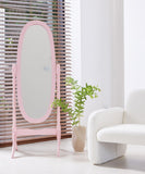 GTU Furniture Swivel Adjustable Full-Length Oval Wood Cheval Floor Mirror, in White/Black/Cherry/Oak/Silver/Gold/Espresso/Grey Finish – Color: Pink – Amazon-verified alternate product view