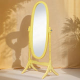 GTU Furniture Swivel Adjustable Full-Length Oval Wood Cheval Floor Mirror, in White/Black/Cherry/Oak/Silver/Gold/Espresso/Grey Finish – Color: Yellow – Amazon-verified alternate product view
