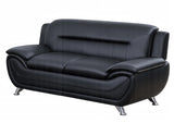 GTU Furniture contemporary PU leather sofa in black – angled view