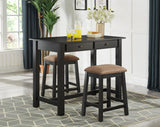 GTU Furniture 3/5PC Wood Counter Height Bar/Dining Set with Backless Barstools – Size: 3PC-Black – Amazon-verified alternate product view