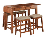 GTU Furniture 3/5PC Wood Counter Height Bar/Dining Set with Backless Barstools – Size: 5PC-Brown – Amazon-verified alternate product view