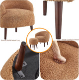 GTU Furniture Modern Barrel Teddybear Plush Accent/Side Brown Lounge Chair with Storage Ottoman for Bedroom Living Room Set – Color: Light Brown – Amazon-verified alternate product view