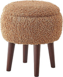 GTU Furniture Modern Barrel Teddybear Plush Accent/Side Brown Lounge Chair with Storage Ottoman for Bedroom Living Room Set – Color: Light Brown – Amazon-verified alternate product view