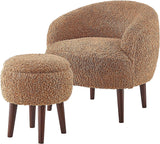 GTU Furniture Modern Barrel Teddybear Plush Accent/Side Brown Lounge Chair with Storage Ottoman for Bedroom Living Room Set – Color: Light Brown – Amazon-verified alternate product view