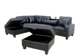 GTU Furniture L Shape Faux Leather Sectional Sofa Set, Living Room Sectional Sofa Set with Left Facing Irreversible Chaise – Color: Black, Size: 3 PCS With Ottoman – Amazon-verified alternate product view