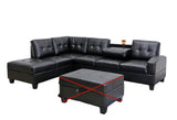 GTU Furniture L Shape Faux Leather Sectional Sofa Set, Living Room Sectional Sofa Set with Left Facing Irreversible Chaise – Color: Black, Size: 2 PCS Without Ottoman – Amazon-verified alternate product view