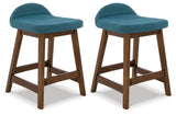 GTU Furniture Set of 2 Mid-Century Counter Height Bar Stools, Cushioned, Color Collection – Color: Blue/Brown – Amazon-verified alternate product view