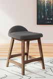 GTU Furniture Set of 2 Mid-Century Counter Height Bar Stools, Cushioned, Color Collection – Color: Charcoal/Brown – Amazon-verified alternate product view