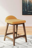 GTU Furniture Set of 2 Mid-Century Counter Height Bar Stools, Cushioned, Color Collection – Color: Mustard/Brown – Amazon-verified alternate product view