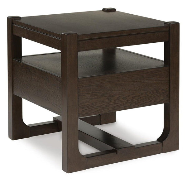Sleek Wood Square End Table, with Storage Drawer, Dark Brown Finish, for Living Room – Title: Default Title – Amazon-verified alternate product view