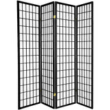 GTU Furniture Japanese Style 4 Panels Wood Shoji Room Divider Screen Oriental for Home/Office – Black product view