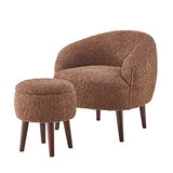 GTU Furniture Modern Barrel Teddybear Plush Accent/Side Brown Lounge Chair with Storage Ottoman for Bedroom Living Room Set – Dark Brown product view