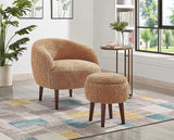 GTU Furniture Modern Barrel Teddybear Plush Accent/Side Brown Lounge Chair with Storage Ottoman for Bedroom Living Room Set – Light Brown product view