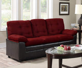 GTU Furniture Chocolate/Black/Burgundy Microfiber Sofa – Burgundy product view