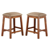 GTU Furniture Set of 2 Counter Height 24" Backless Kitchen Island Barstools Chair with Wood Footrest Leg and Fabric Cushion – Brown product view