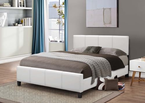 GTU Furniture faux leather headboard with platform bed frame
