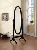 GTU Furniture Swivel Adjustable Full-Length Oval Wood Cheval Floor Mirror, in White/Black/Cherry/Oak/Silver/Gold/Espresso/Grey Finish – Black product view