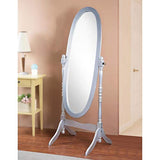 GTU Furniture Swivel Adjustable Full-Length Oval Wood Cheval Floor Mirror, in White/Black/Cherry/Oak/Silver/Gold/Espresso/Grey Finish – Silver product view