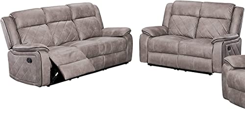 GTU Furniture grey reclining sofa loveseat chair set
