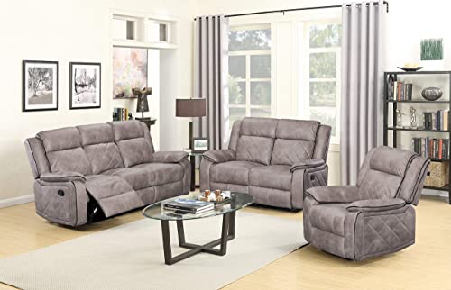GTU Furniture grey reclining sofa loveseat chair set