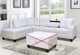 L Shape Faux Leather Sectional Sofa Set, Living Room Sectional Sofa Set with Left Facing Irreversible Chaise – product view