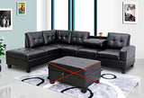 GTU Furniture L Shape Faux Leather Sectional Sofa Set, Living Room Sectional Sofa Set with Left Facing Irreversible Chaise – Black product view