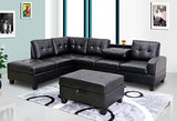 GTU Furniture L Shape Faux Leather Sectional Sofa Set, Living Room Sectional Sofa Set with Left Facing Irreversible Chaise – Black product view