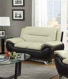 GTU Furniture PU Leather Loveseat – Beige/Brown product view