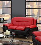 GTU Furniture PU Leather Loveseat – Red/Black product view
