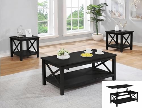 GTU Furniture lift top coffee table with side tables