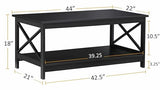 3 Piece Cocktail Lift Top Table with 2 Side Tables for Living Room, Family Room – Black alternate view 3